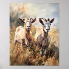 Poster av Goat Farm Animal Art Skriv ut