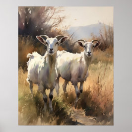 Poster av Goat Farm Animal Art Skriv ut