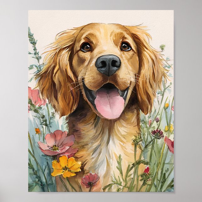 Poster av Golden Retriever - Cute Golden Retriever (Framsidan)
