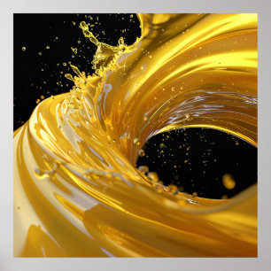 Poster av Golden Whirlwind Liquid Art