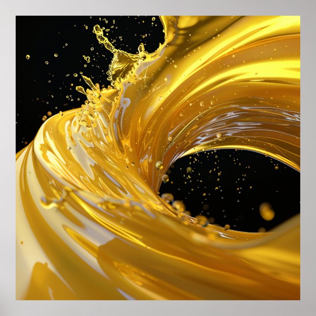 Poster av Golden Whirlwind Liquid Art (Framsidan)