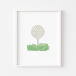Poster av golf boll i vattenfärg