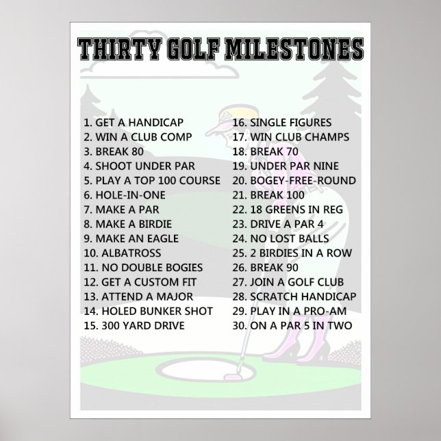 Poster av Golfer's Bucket List (Framsidan)