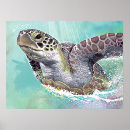 Poster av grönt Sea Turtle