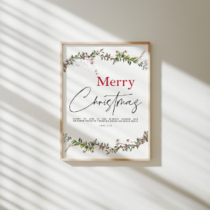 Poster av grönt vattenfärg God jul