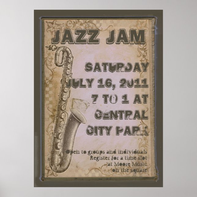 Poster av Grunge Anpassade Jazz Music Festival (Framsidan)