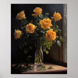 Poster av gul ros-blommor