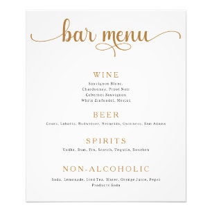 Poster av guld och Benvita Bröllop Pub Menu