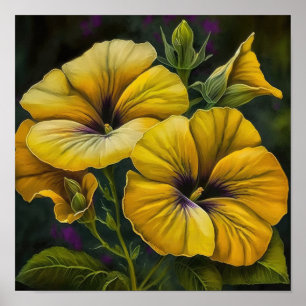 Poster av gult Petunias Flower Art Print