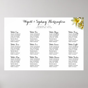 Poster av gult Plumeria Bröllop-sätesdiagram