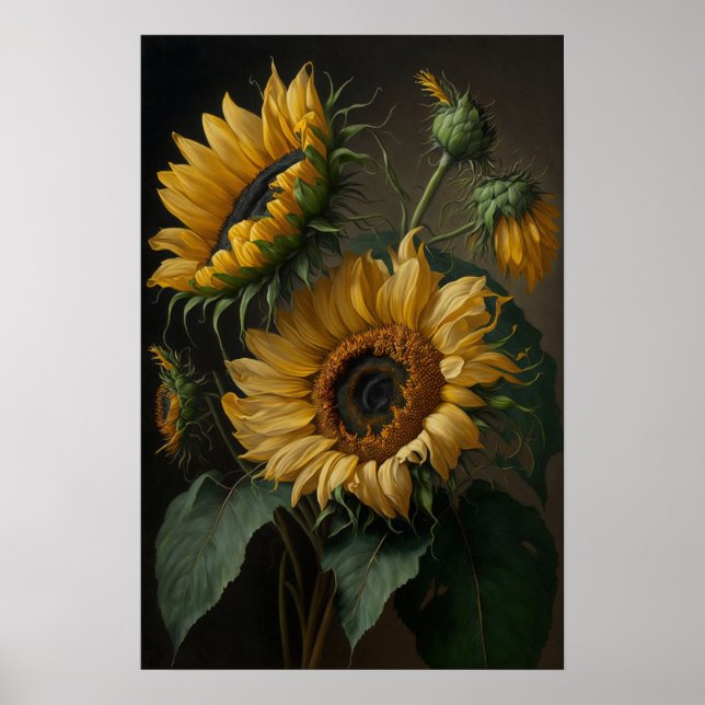 Poster av gult solblommor Art Skriv ut (Framsidan)