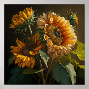 Poster av gult solblommor Art Skriv ut