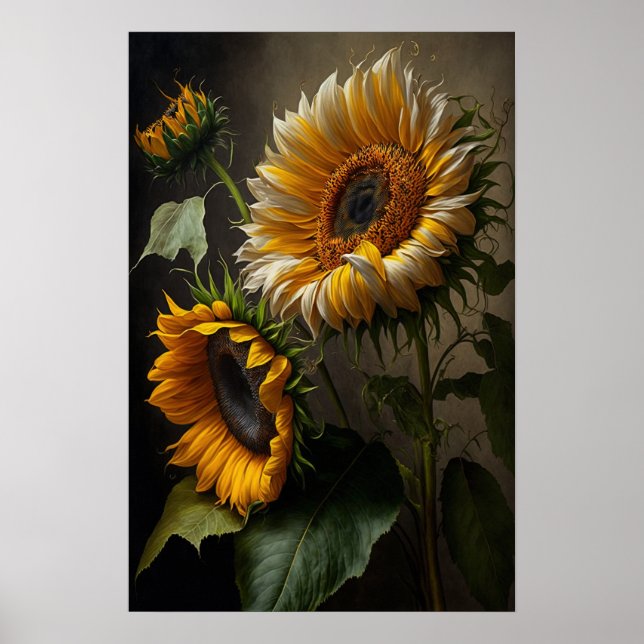 Poster av gult solblommor Art Skriv ut (Framsidan)
