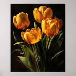 Poster av gult Tulip Flowers Art Print