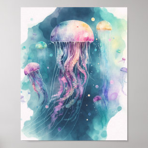 Poster av havsytfärgsgelyfish Minimalistic Art