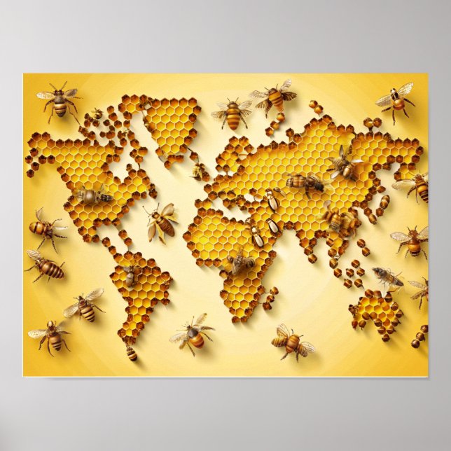 Poster av honungsbees Wall Art World Art (Framsidan)