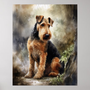 Poster av Hund av utskrift av Airedale Terrier-kon