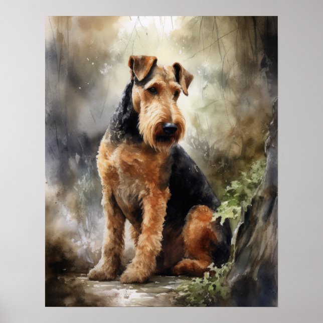 Poster av Hund av utskrift av Airedale Terrier-kon (Framsidan)