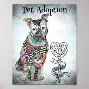 Poster av hund och Kat Rädda djuren och Pet Adopti