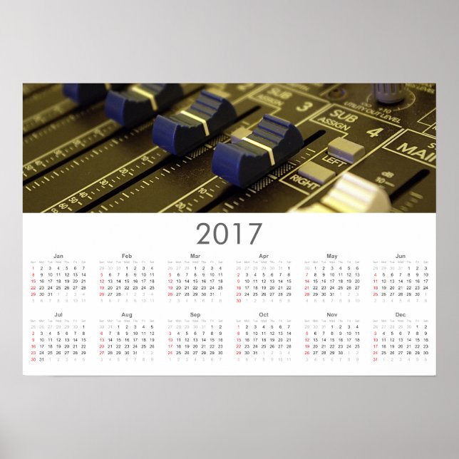 Poster av inspelningsstudiokalender för 2017 (Framsidan)