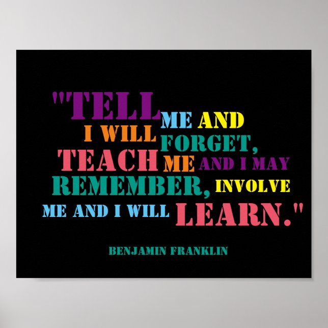 Poster av inspirationell Benjamin Franklin-citat (Framsidan)
