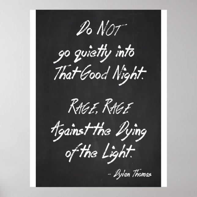 Poster av inspirationsoffert - Dylan Thomas - Rage (Framsidan)