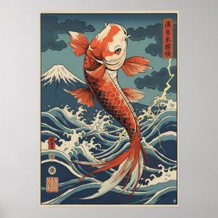Poster av japansk koi Fish Art - Styrkesymbol