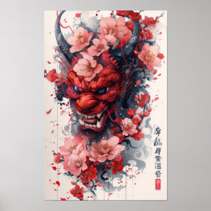 Poster av japanska Irezumi Hannya Tattoo