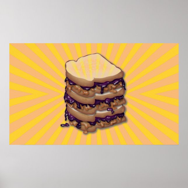 Poster av jordnötssmör och gelégryn och sandwiches (Framsidan)