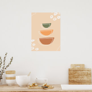 Poster av jordtoner, staplade minimalistiska Boho-