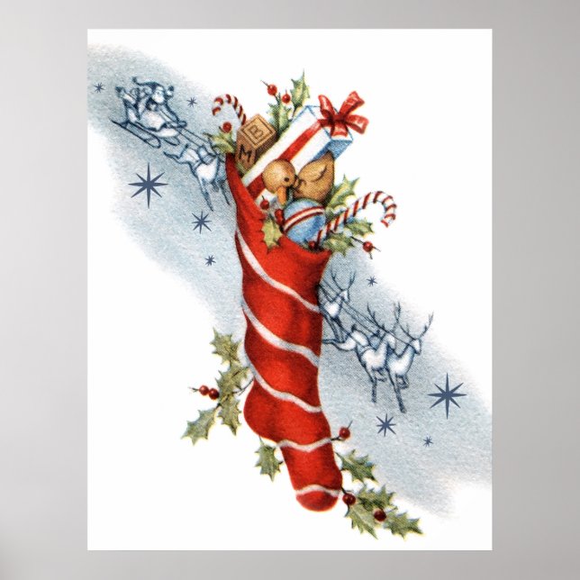 poster av jultomtstrumpor i vintage  (Framsidan)