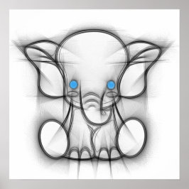 Poster av juteblått ögon-elefant