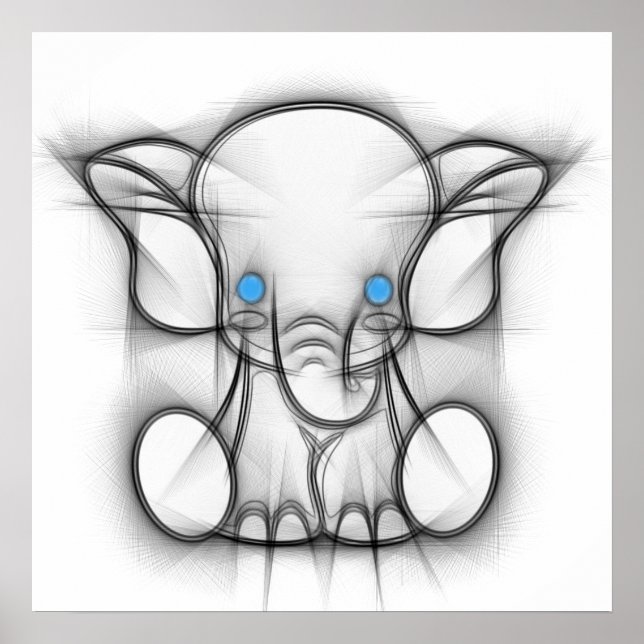 Poster av juteblått ögon-elefant (Framsidan)