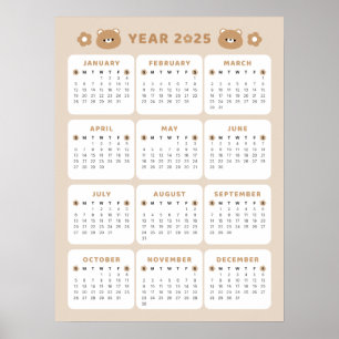 Poster av kalender för 2025