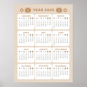 Poster av kalender för 2025