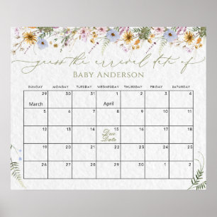 Poster av kalender för förfallodatum för jokerblom