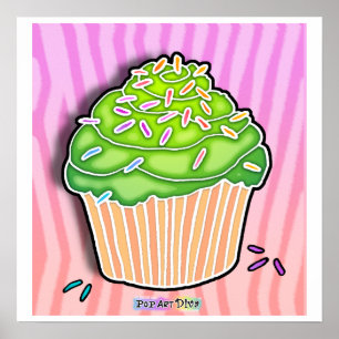 Poster av kalk, frostat Rosa CUPCAKE