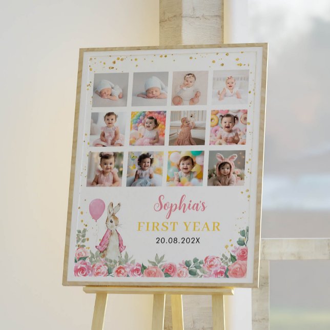 Poster av kanin Girl Birthday Photo Milestone (Skapare uppladdad)