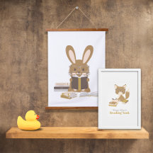 Poster av kaninbunny läsning