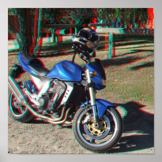 Poster av Kawasaki Z1000-motorcykel 3D Anaglyph