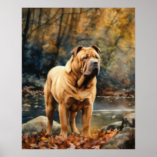 Poster av kinesisk Shar-Pei-Hund-teckning