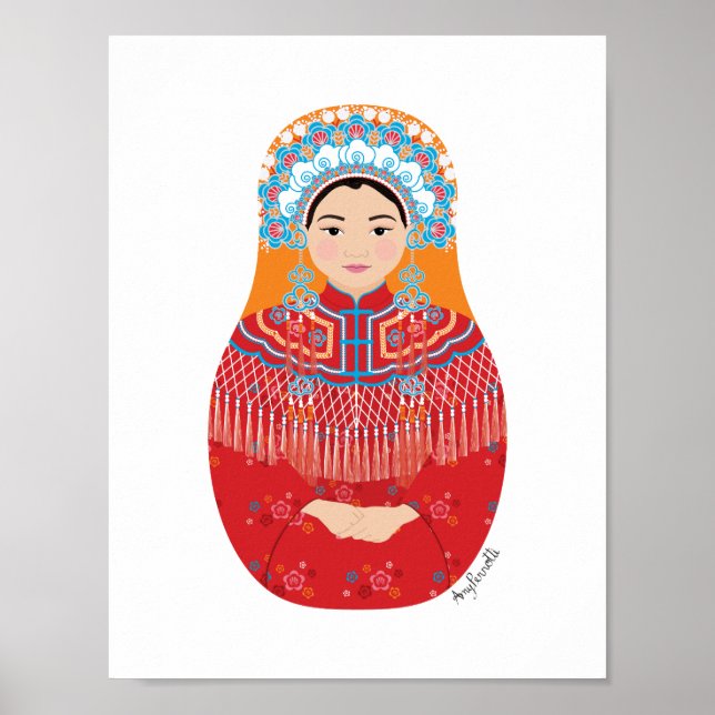 Poster av kinesiska Bride Matryoshka (Framsidan)