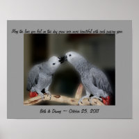 Poster av Kissing Parrots Cute Bröllop Gift