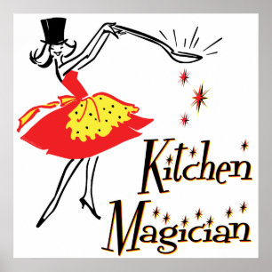 Poster av Kitchen Magician Retro Cooking Art