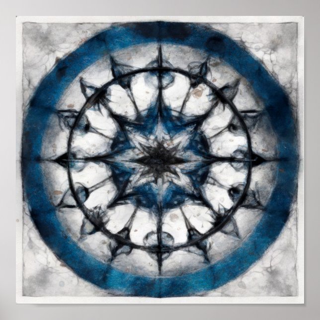 Poster av kompass Mandala Square (Framsidan)