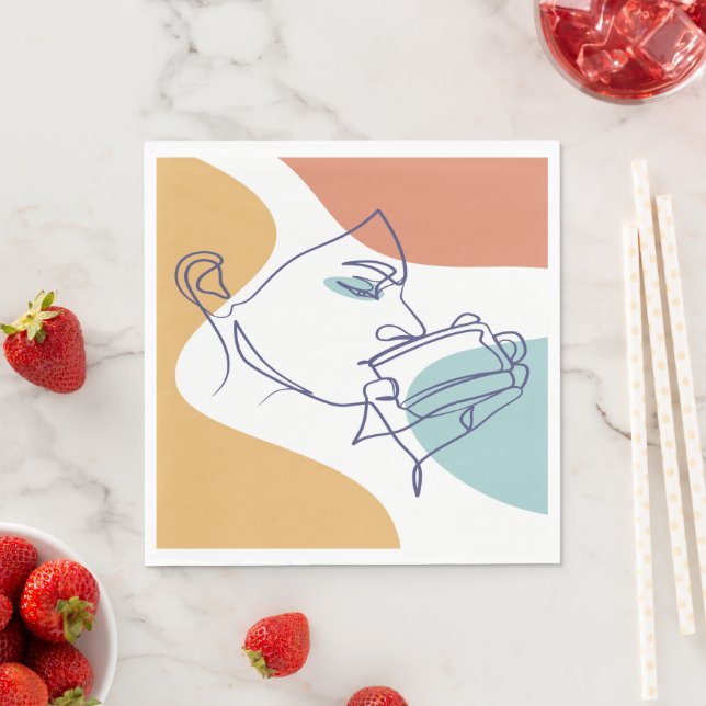 poster av konst teckning som  kvinnor som dricker  pappersservett (Insitu)