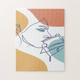 poster av konst teckning som kvinnor som dricker pussel