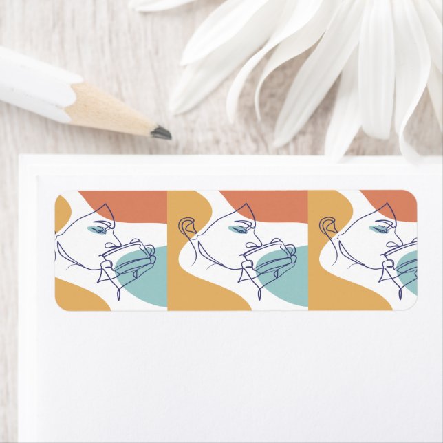 poster av konst teckning som  kvinnor som dricker  returadress etikett (Insitu)