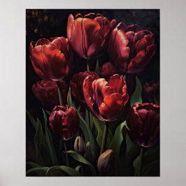 Poster av konstutskrift av Maroon Tulip Flowers