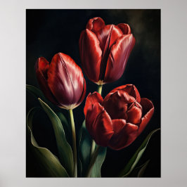 Poster av konstutskrift av Maroon Tulip Flowers